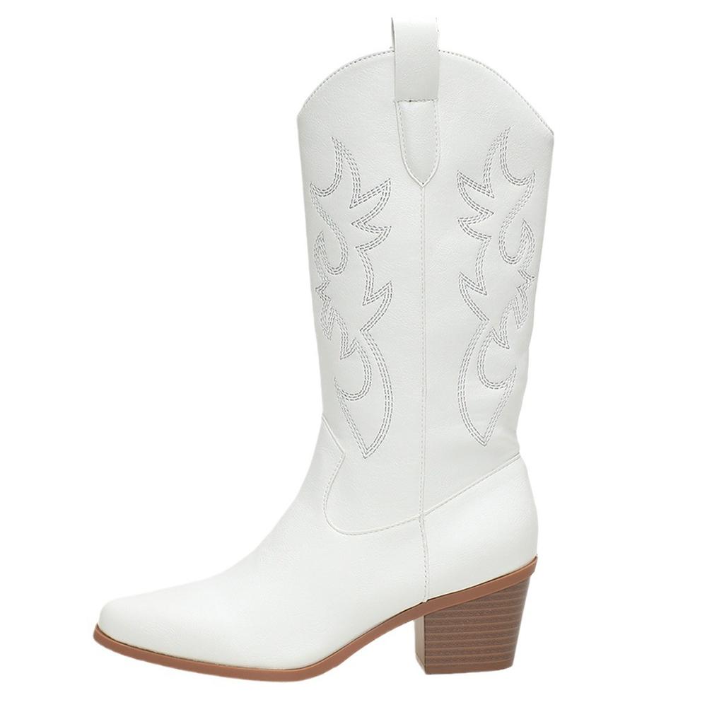 Large size thick heel pointed high boots high heel boots European and American western cowboy knight boots long boots women
