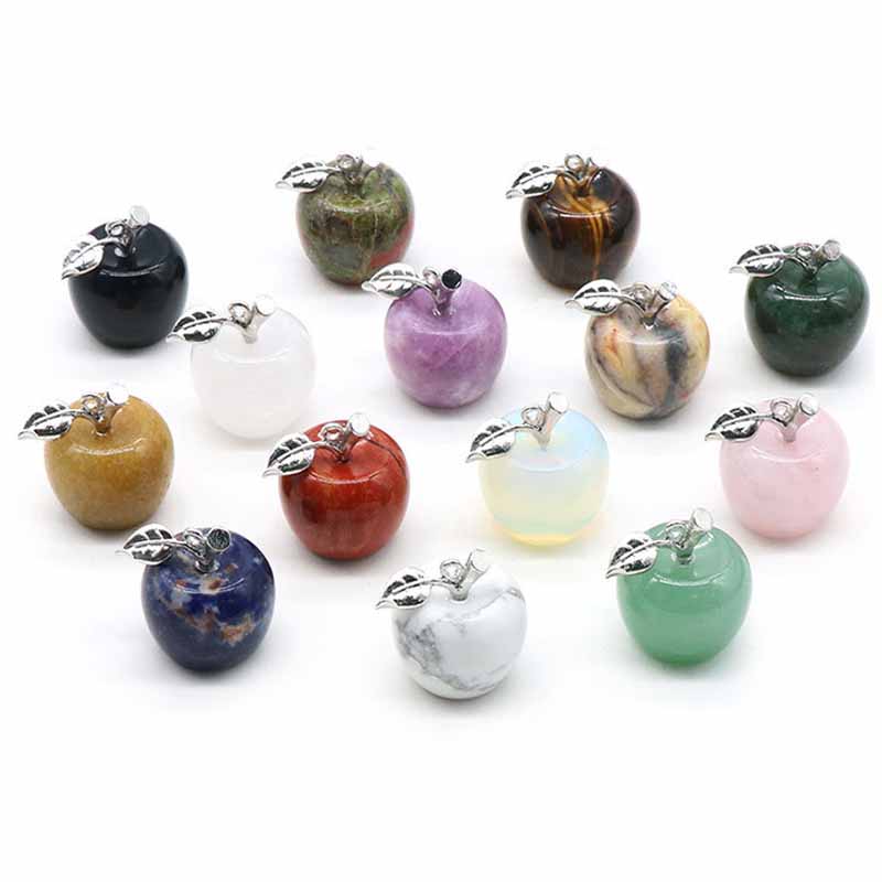 20mm Natural Stone Mini Apple Healing Crystals Reiki Real Amethyst Obsidian Rose Quartz Crafts DIY Jewelry Christmas Decoration