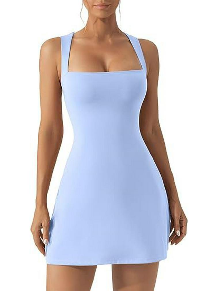 Strappy Solid Color Tight Dress