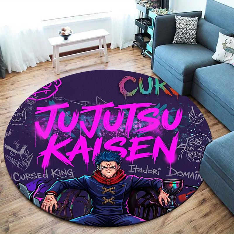Jujutsu Kaisen Okrągły Dywanik Dywan do Salonu Sypialni Sofy Pokoju Zabaw Dekoracja Antypoślizgowa Mata Podłogowa
