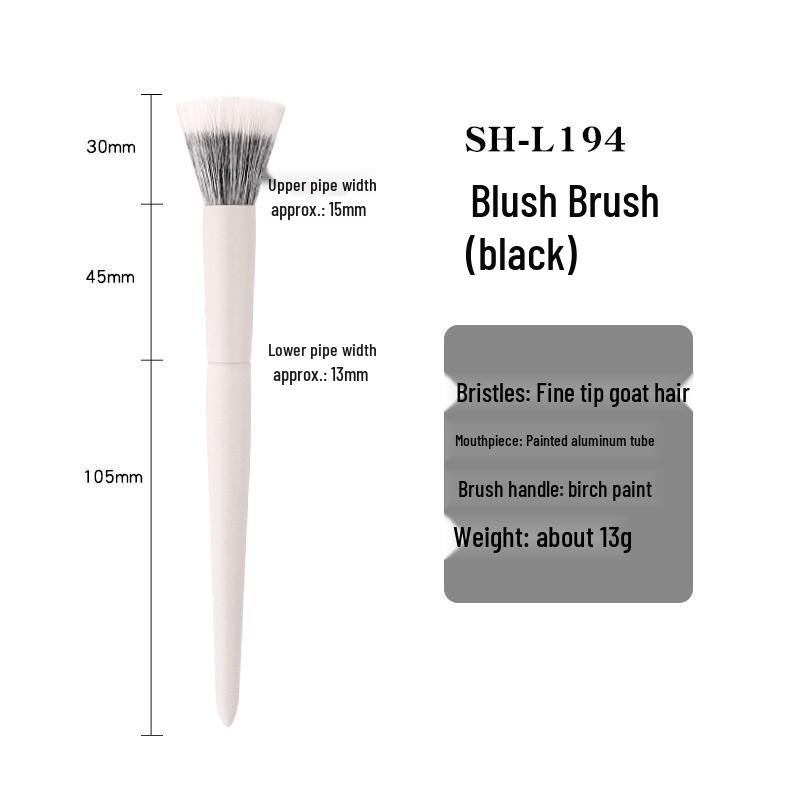 Cloud Porcelain Stippling Blush & Highlight Brush – Angled Round Head with Half-Fan Design