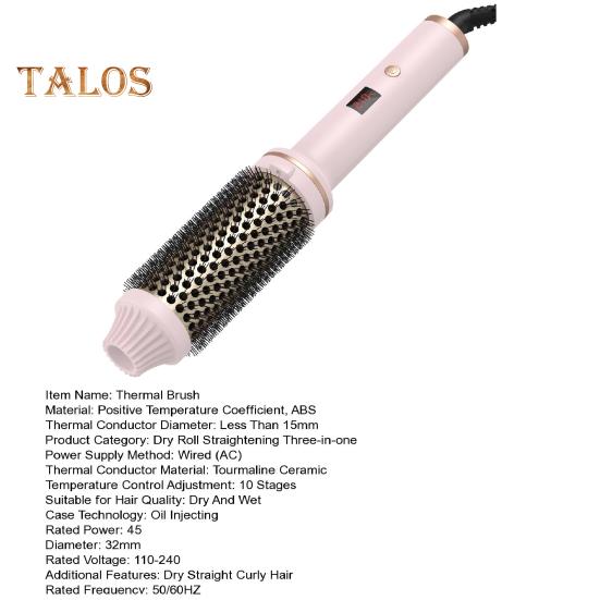 Wired Curling Brush LED Display Thermal Brush Fast Heating Negative Ion Round Brush Electric Hair Straightening Curling Wand Tools