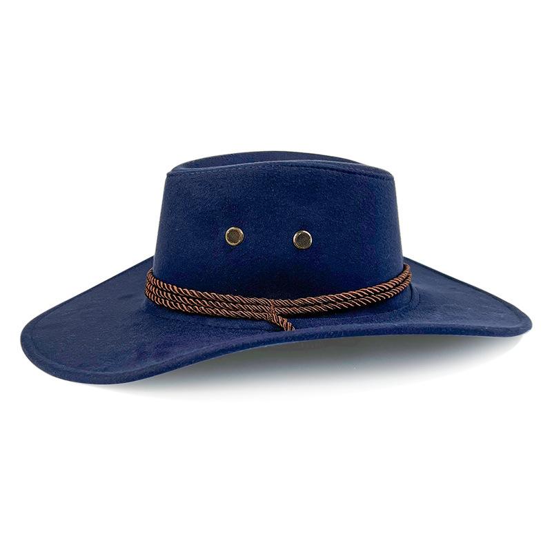 Vintage jazz wollen hoed, brede rand, western cowboyhoed, Tibetaanse etnische stijl, veelzijdige vilten hoge hoed, dames