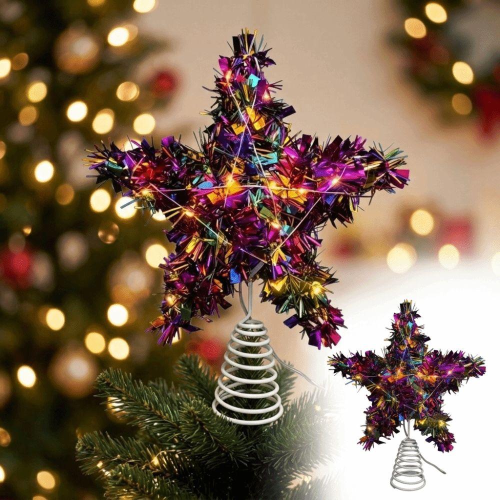 Metal Christmas Tree Topper Star LED Light Christmas Tree Top Decoration  Christmas Tree Decoration