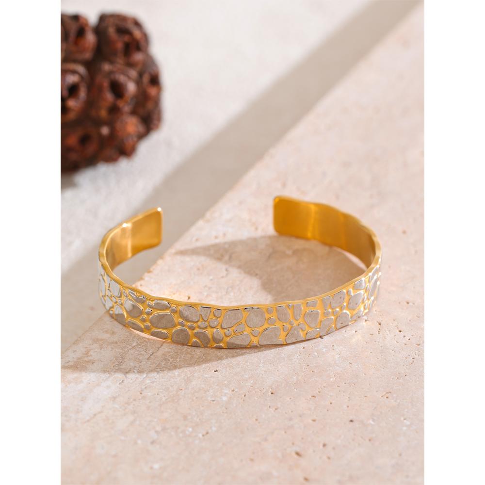 Eetit High Quality Stainless Steel Metal Round Cuff Open Bracelet Bangle Waterproof Texture Distinctive Wrist Jewelry