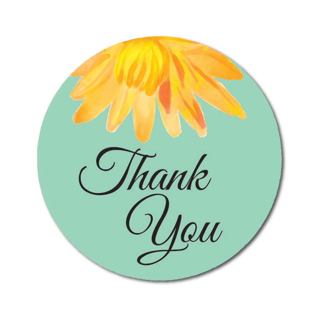 Darling Souvenir 45 Pcs Aster Flower Black Thank You Stickers Round Envelope Seal-1.6