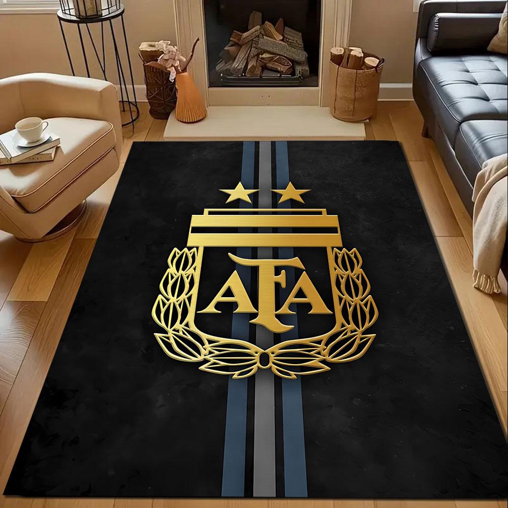 Golden AFA Emblem on Black Background Patterned carpet, non slip mat suitable for living room and bedroom sofas