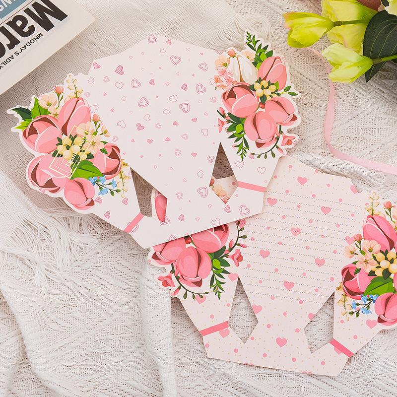 Creative 3D Bouquet Bow Thanks Greeting Card Floral Christmas Card Valentine's Day Postcard Flowers Birthday Gifts Message Card