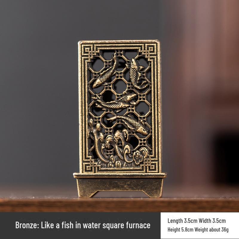 Vertical Baifu Hollow Creative Alloy Incense Burner - Office Decor