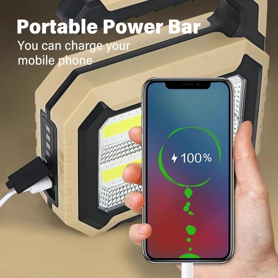 Portable Handheld Flashlight Solar Charger High-power Emergency Lighting Searchlight Waterproof Outdoor Maintenance Work Light