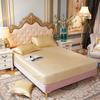 Ice Silk Satin Bed Sheets: Solid Color Three-Piece Set – Imitation Silk Mattress Protector.