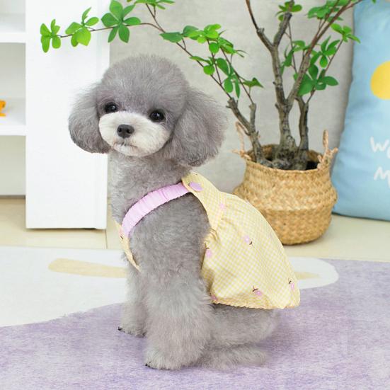 Pet Dress Suspender Type Classic Plaid Fashion Print Soft Texture Skin-touch Dress Up Comfortable Puppy Clothes Princess Dress Daily Life Wearing