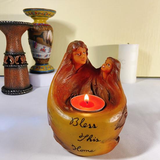 Candlestick Ornament Angel Shape Resin Decorative Centerpiece Candle Stand Artistic Candle Accessory Desktop Decor