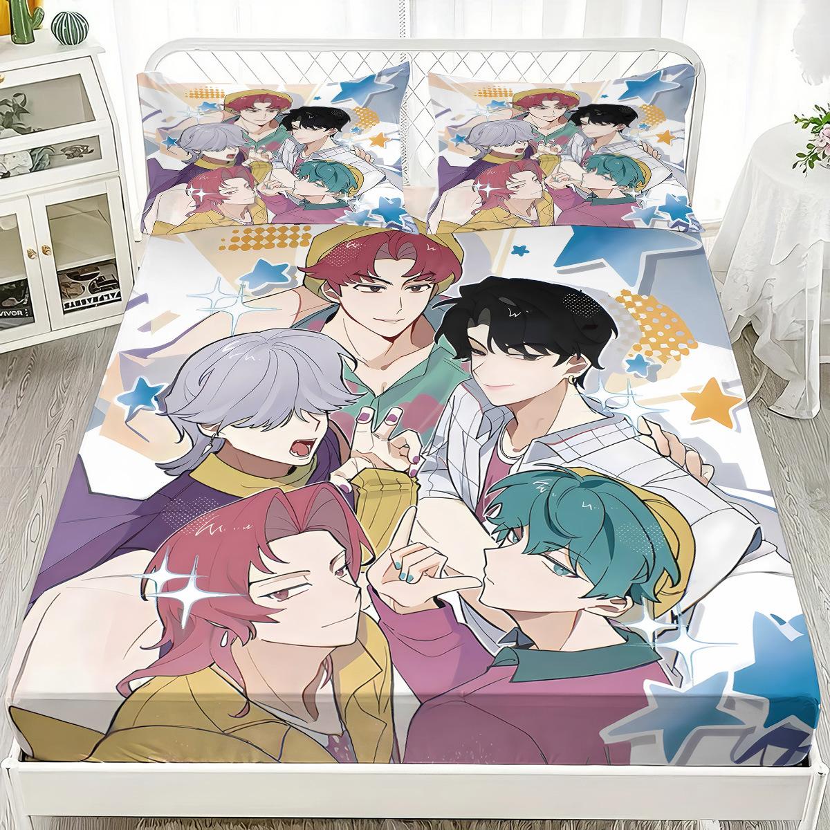 

Простирадло на гумці Saja Boys Team з принтом DemonHunters, без серцевини, Набір простирадл на гумці різних розмірів, М який покривало, Декор для спальні, Постільна білизна 140x200x30cm-3pcs