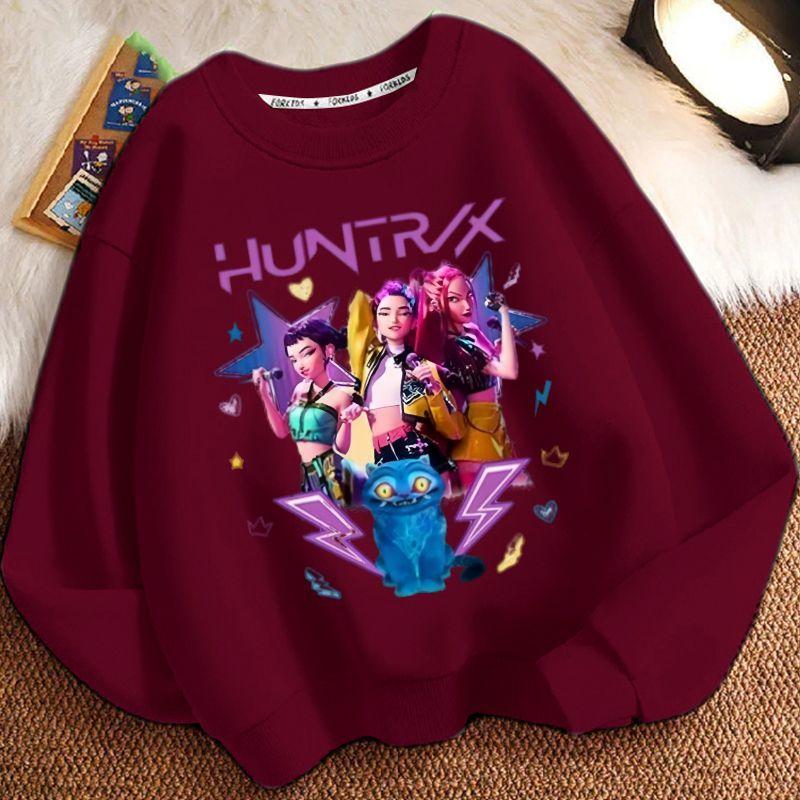 Kinder-Mode Hexenjagd Team Rundhals-Hoodies für Herbst und Winter, Lockere Langarm-Freizeitjacken für Jungen und Mädchen