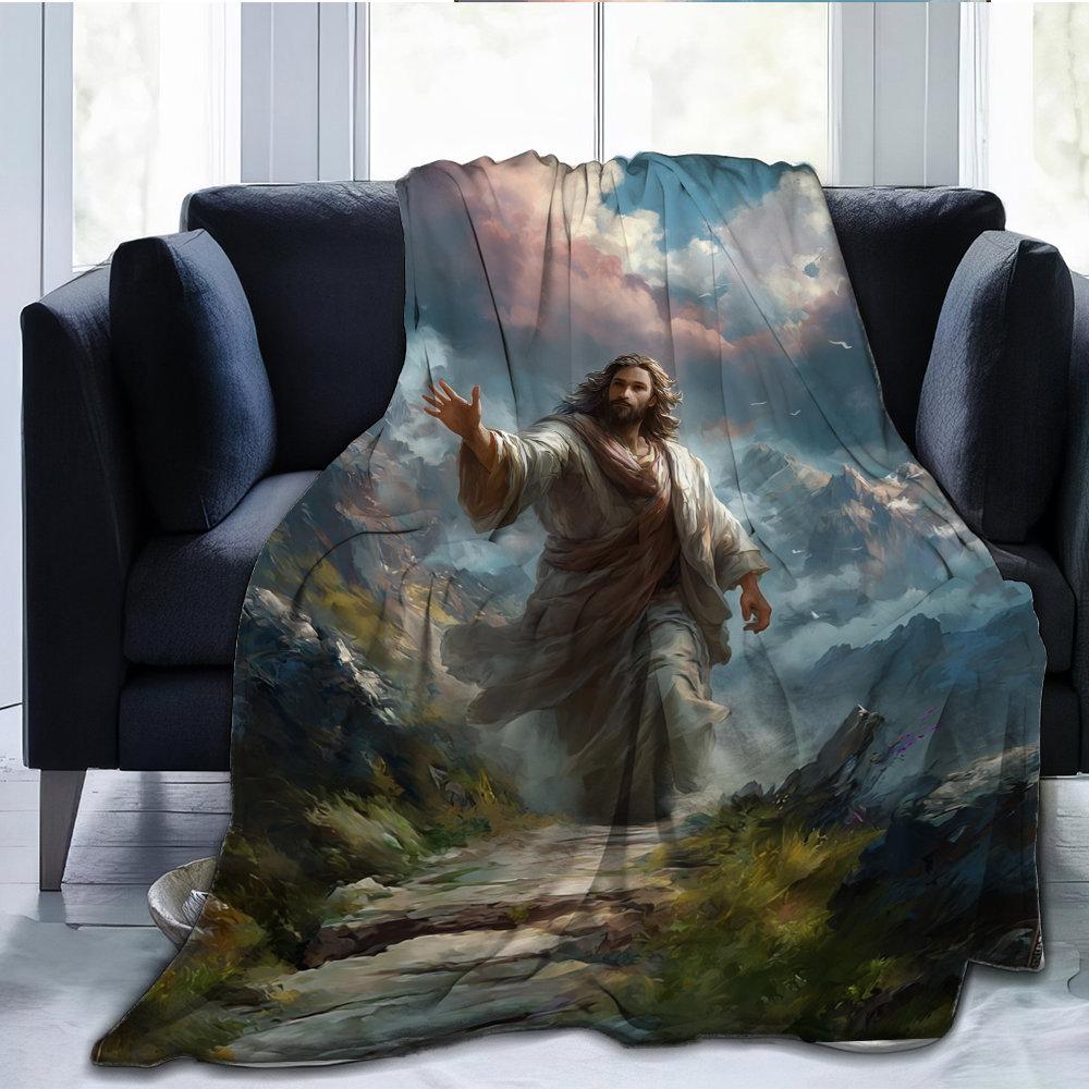 Christianity of Jesus Christ Flannel Printed Blanket Suitable for All Seasons Suitable for Living Room Office Sofa and Travel