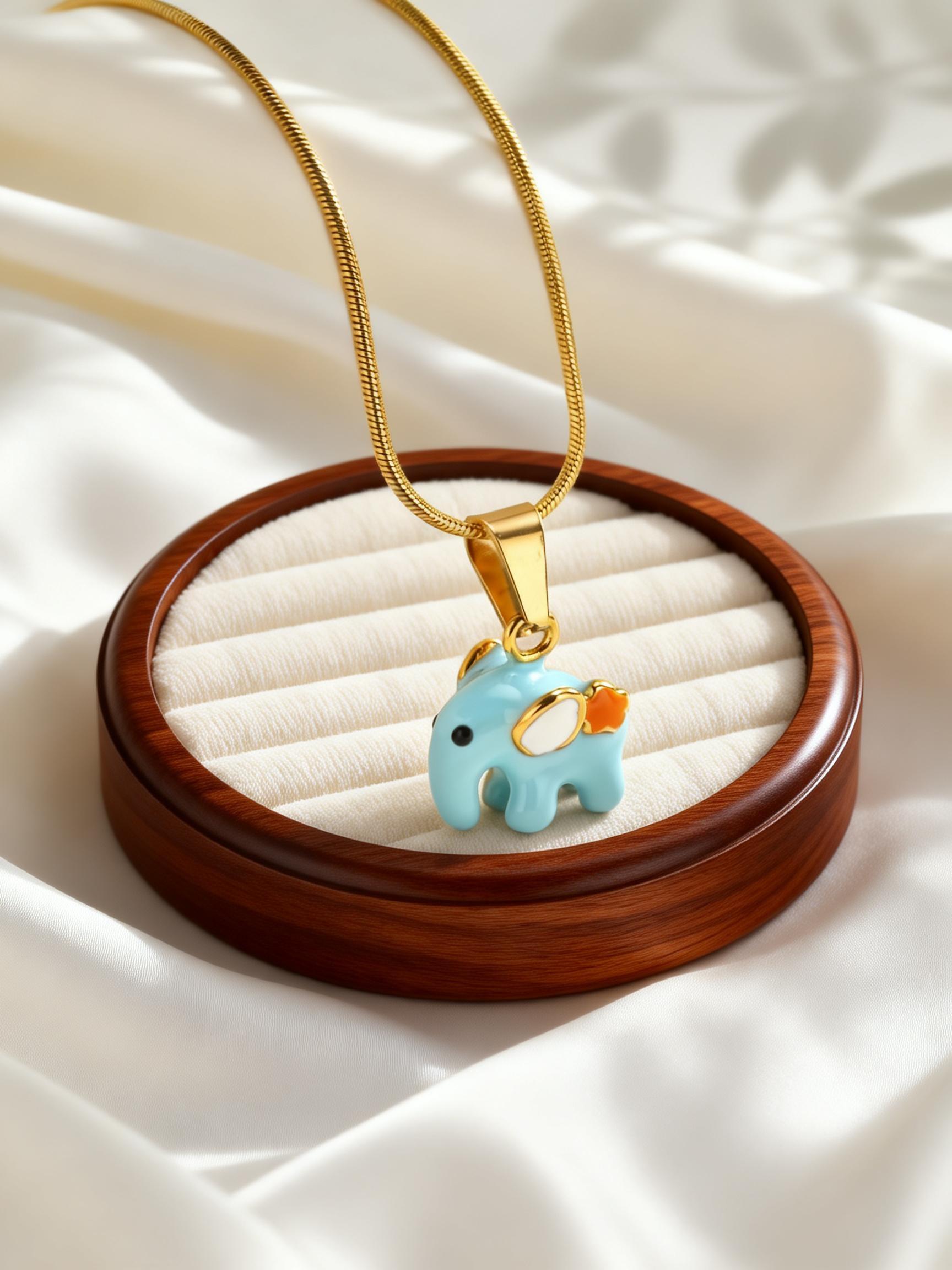 

Cute Pink Little Elephant Pendant Stainless Steel Giraffe Animal Necklace Prayer Lucky Charm Jewelry Gift