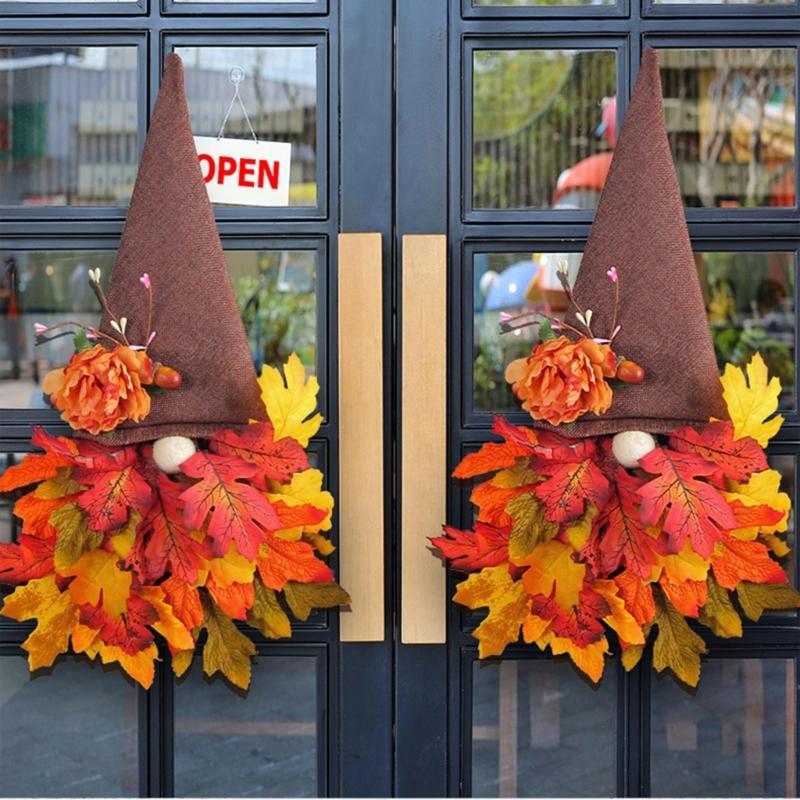 Cute Character Halloween Autumn Maple Leaf Door Ornaments Add Fun and Charm to Your Decors Perfect Centerpieces