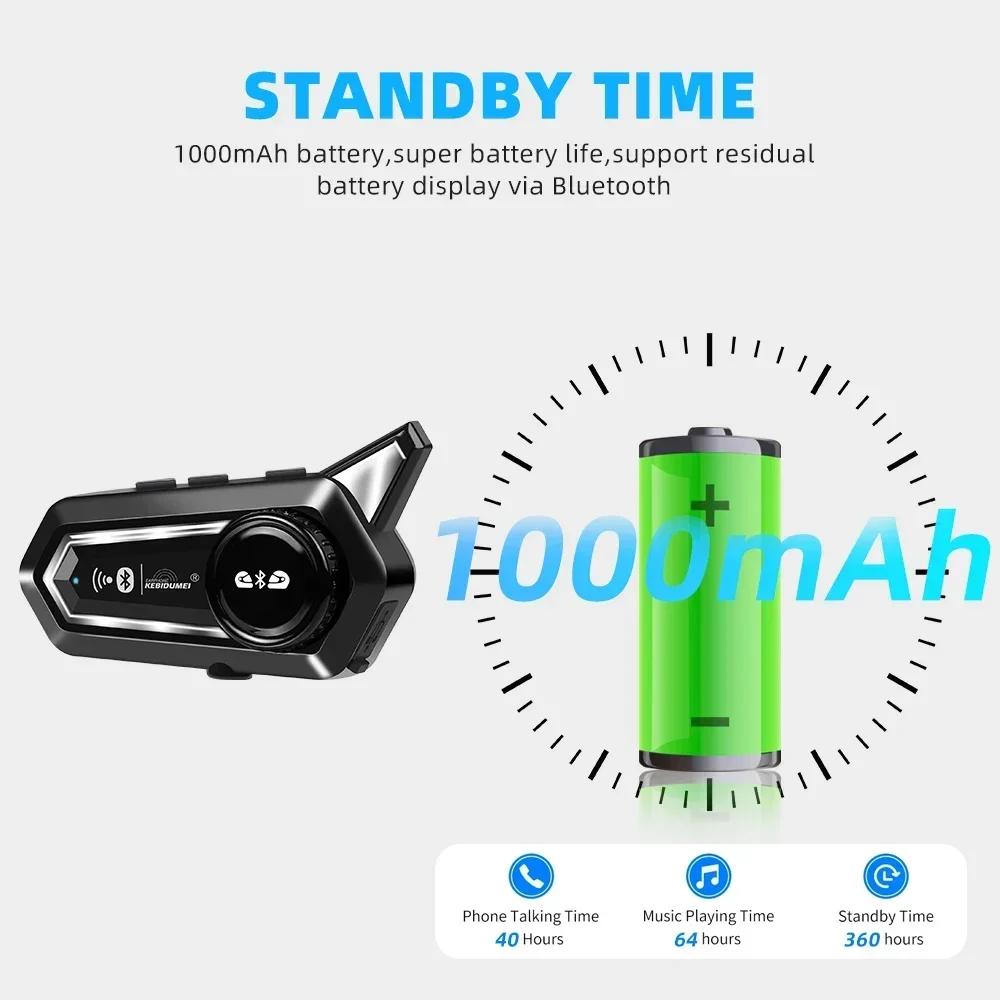 Motorcycle Helmet Intercom Bluetooth Headset BT 5.3 Hands Free Call Wireless Noise Reduction Waterproof 2 Rider 300M Interphone