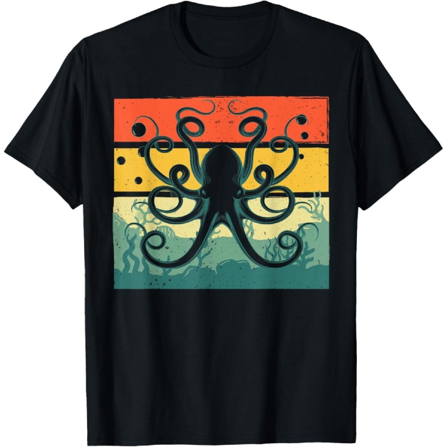 Cool Octopus Design For Men Women Kids Vintage Octopus Lover T-Shirt S