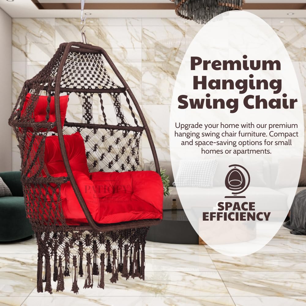 Polyester Foldable Egg Chair/Swing Chair for Adults// 200Kgs Weight Capacity-Brown