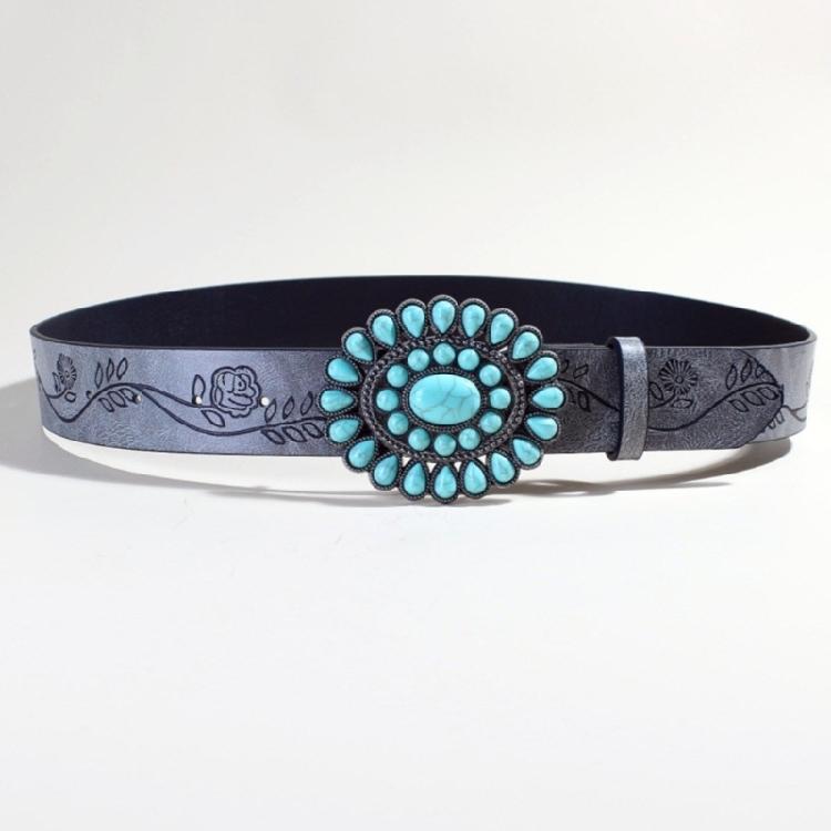 Girl Belt Cowgirl Embossed Waist Belt Rock and Roll Retro for Jeans Dress