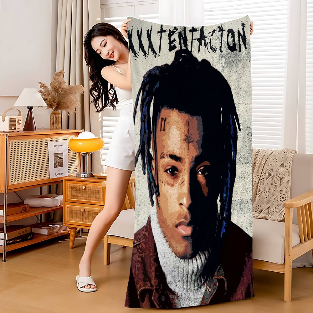 X-XXXTentacions 17 Rapper Anime Beach Swimming Towel Soft Absorbent Washcloth Children's Gifts for Kids Travel Camping Gym
