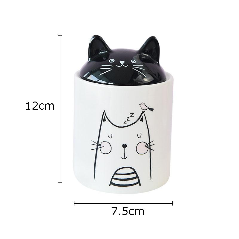 Cute Black Cat Decorative Jar and Lids Dressing Table Ring Necklace Jewelry Box Cosmetic Jar Ceramic Candy Pots Aroma Can