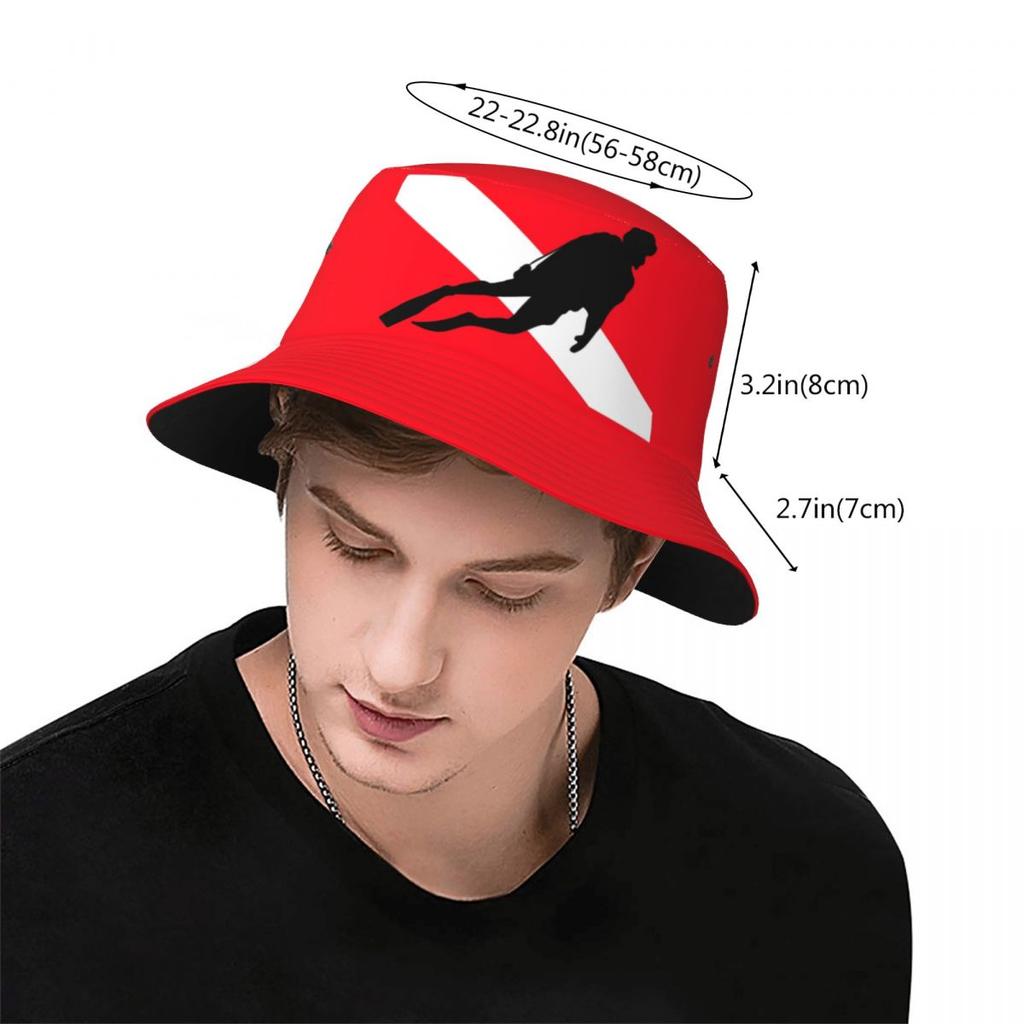 Scuba Diver Down Flag Bucket Hat Women Unisex Unisex Trendy Diving Summer FisherUnisex's Hat
