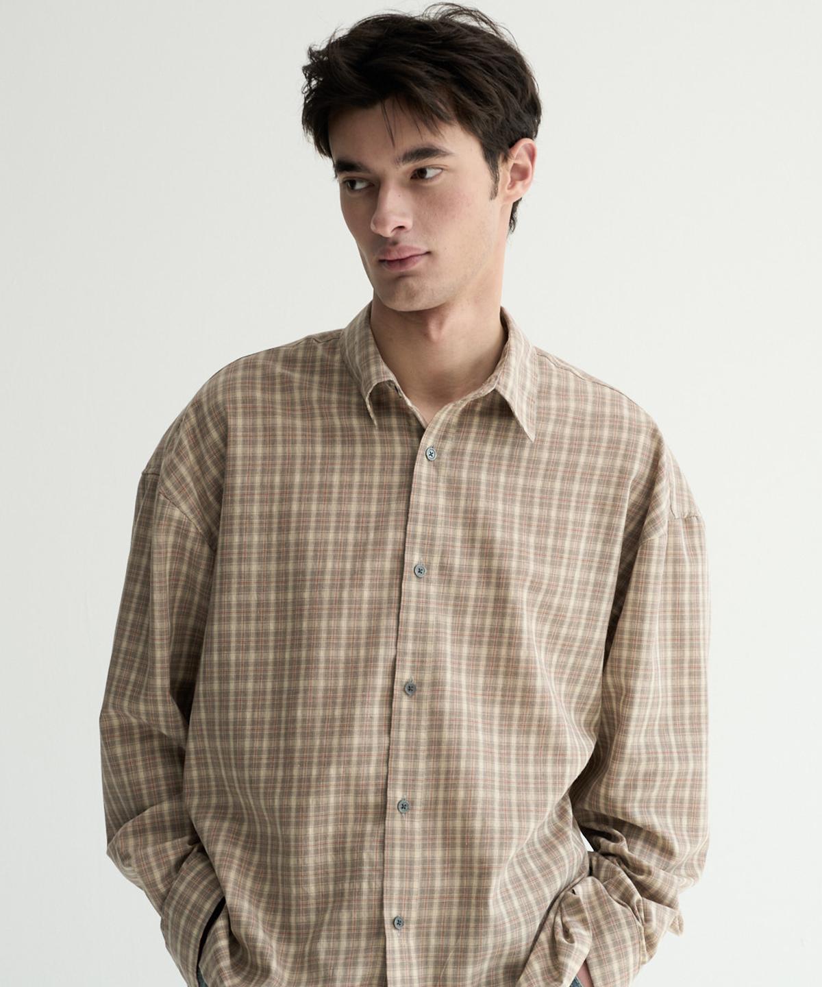 Fake Camper Standard Fit Check Shirt [Beige] Brown/M