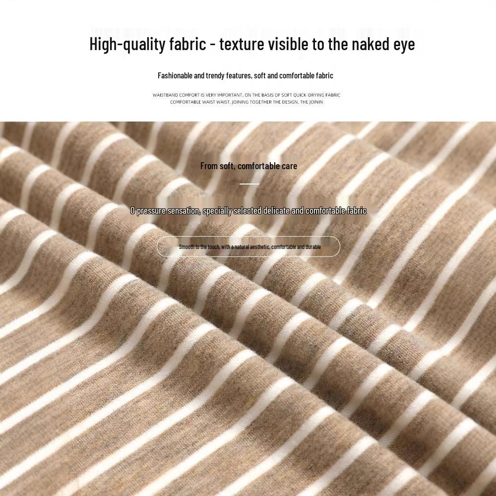 Petite Korean Striped High-Waist Casual Wide-Leg Pants for Spring & Autumn