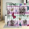Spring Flowers Butterfly Shower Curtain Daisy Rose Orchid Floral Plant Home Decor Screens Waterproof Bathroom Curtains With Hook