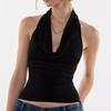 Sommer Neues Figurbetontes Rückenfreies Sexy Schwingender Kragen Neckholder Schulterfrei Ärmelloses Westentop