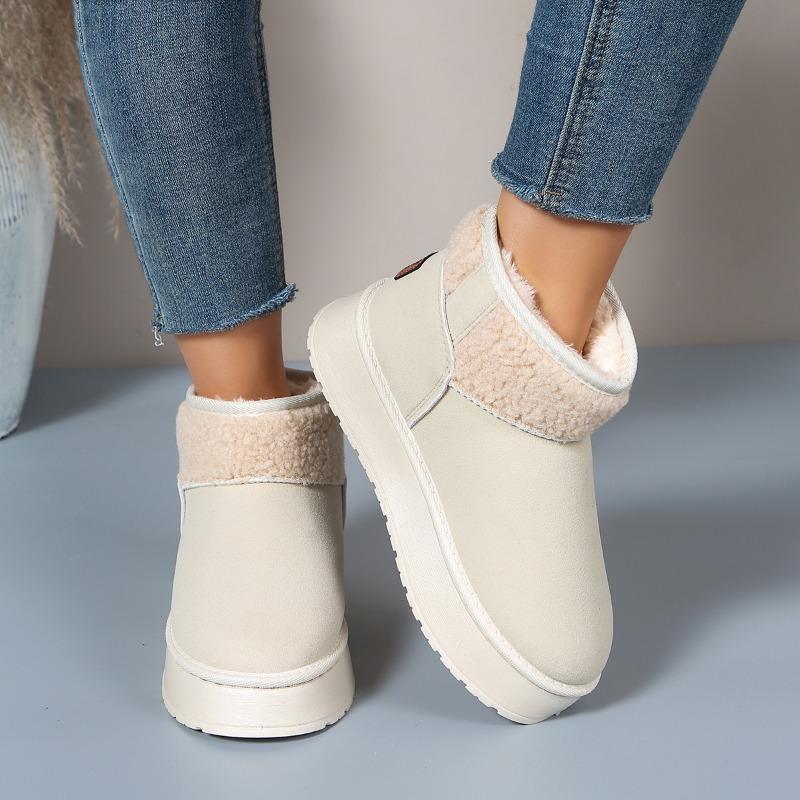 Foreign Trade New Large Size Velvet Warm Thick-soled Snow Boots Women's Cross-border Rivets and Foot Color Matching Short Tube Thickened Cotton Shoes