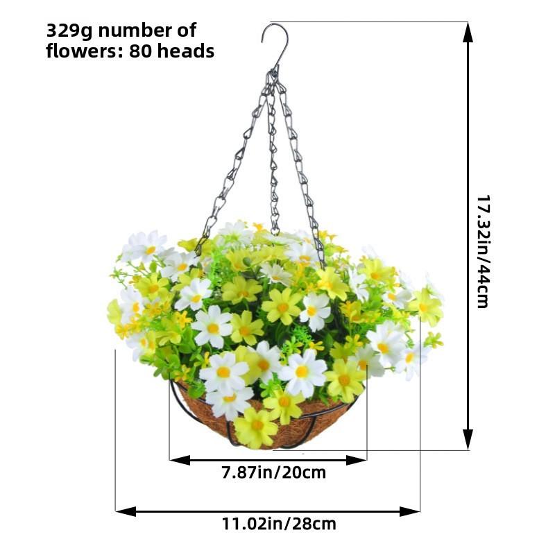 Artificial Flower Hanging Basket With Silk Flowers For Home Decor And Living Room Display
