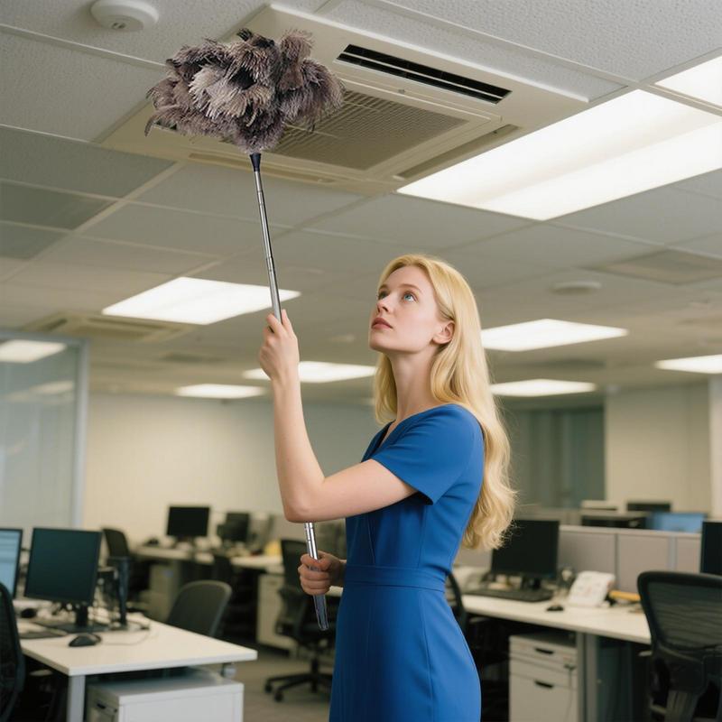 Electrostatic Feather Duster with Long Handle for Window Baseboard Vent Furniture Appliance Blind Cobweb Removal Fan Dusting