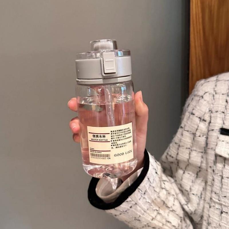 450ML Transparent Sports Water Bottle Fitness Plastic Cups With Capacity Scale Leak-proof Drinking Bottles for Summer Drinkware