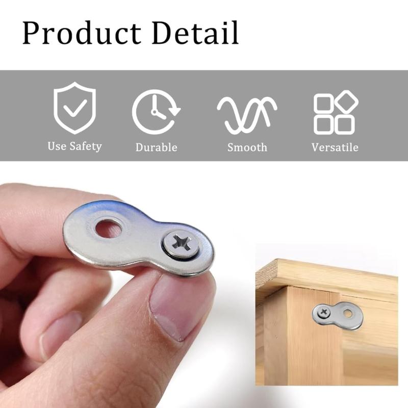 30PCS Metal Double Hole Fastener Plates Hardware Set Easy To Use for Cabinet Door Hinges Installation & Panel Joining