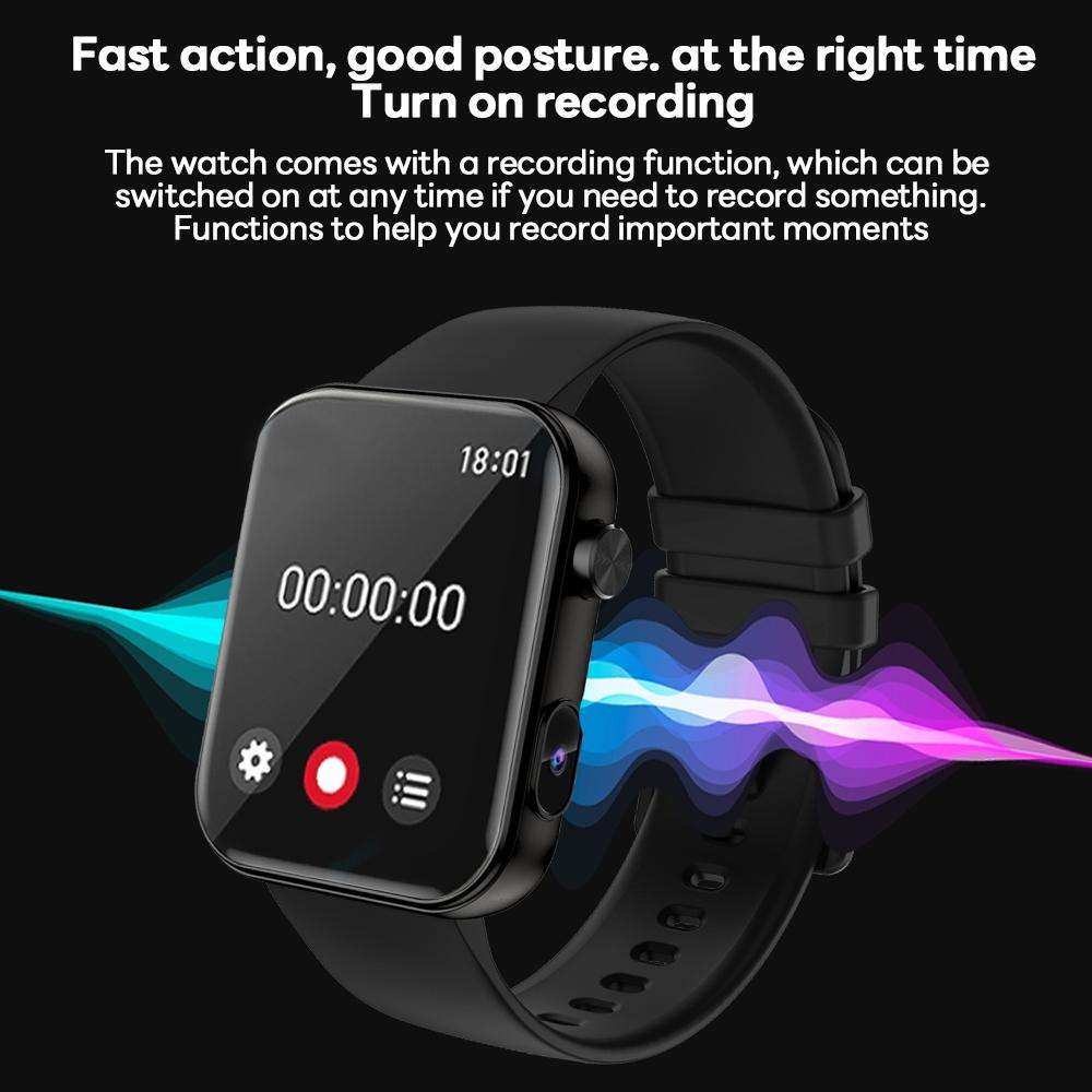 New Smart Watch with Camera Record Videos Sync Phone Camera Large Memory Dynamic Video Dial Music Bluetooth Call Smartwatch