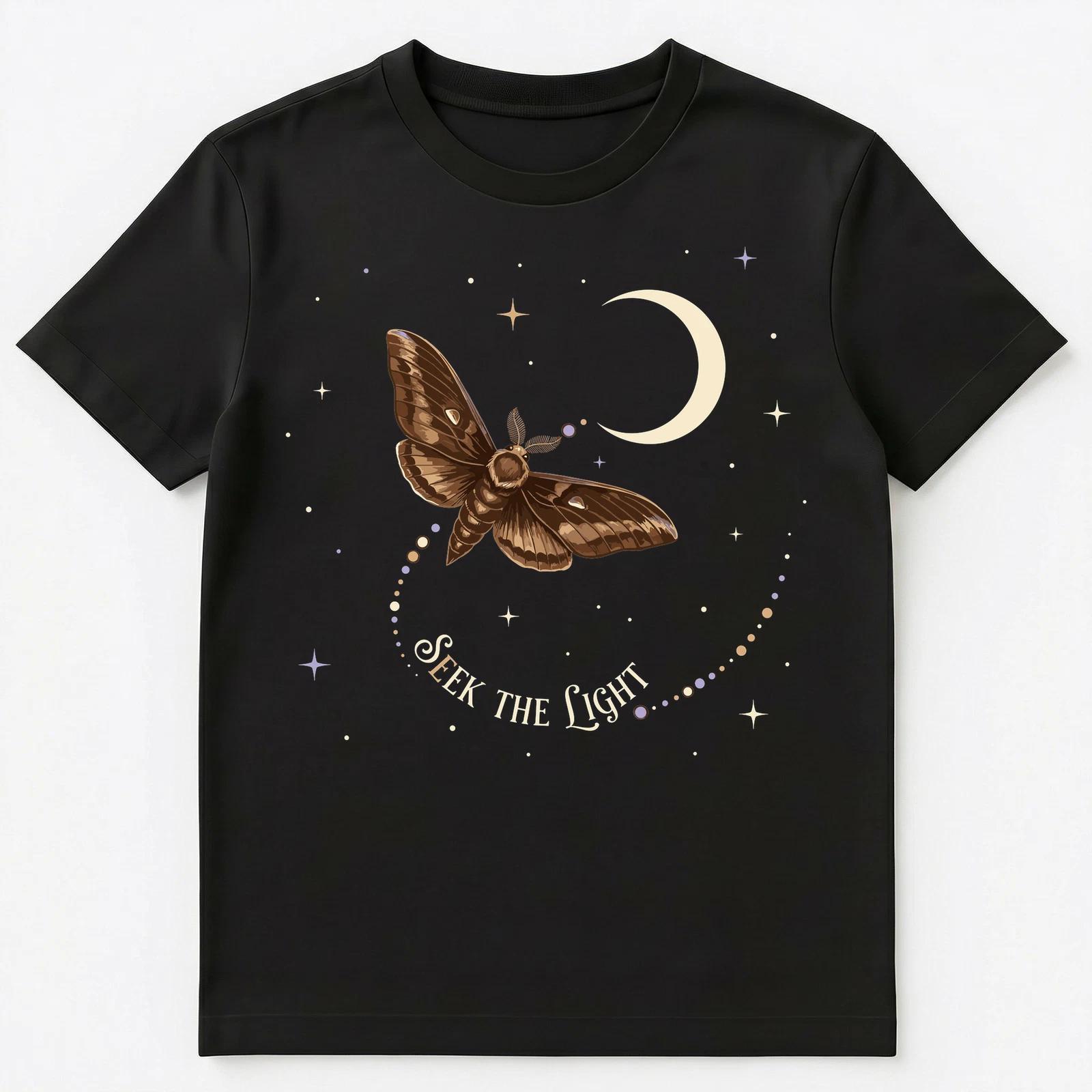 Motivational Moth Celestial Night Design Unisex T-Shirt L