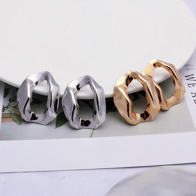 Vintage Minimalist Irregular Round Drop Earrings for Women Geometric Chunky Metal Circle Dangle Fashion Punk Statement Jewelry