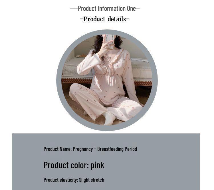 Spring & Autumn Maternity Pajama Set: Long Sleeve & Pants for Postpartum Nursing