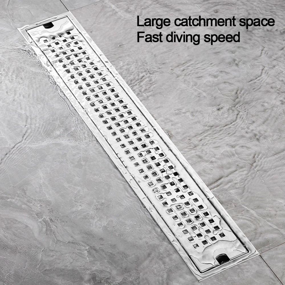 With Strainer Cover Shower Floor Drain Rectangle Shape Stainless Steel Linear Floor Drain Anti-odor Removable Drain Filter