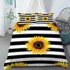 Yellow Flower Duvet Cover Set Sunflower Bedclothes Sunflower Fields With Sunset Printed Botanical Flowers Polyester Bedding Set