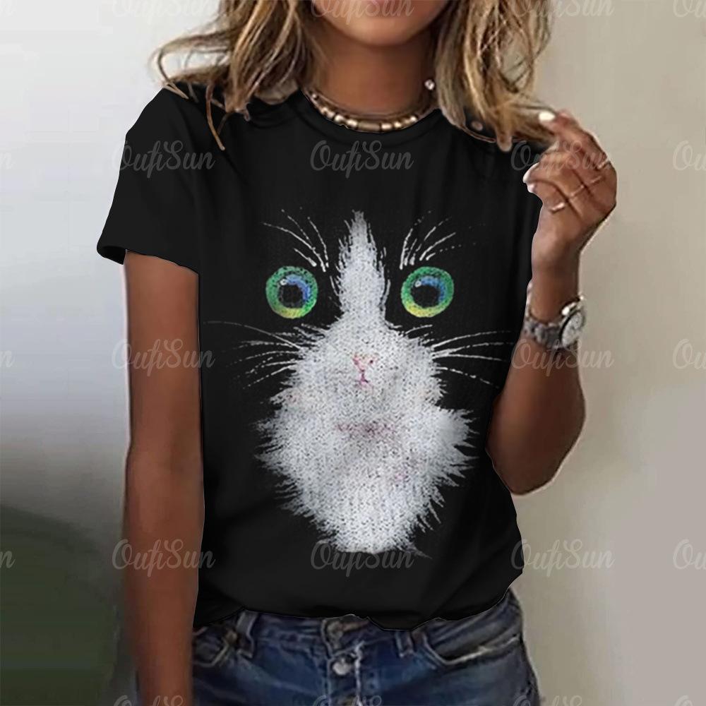 Women's 3D Cat Printed Summer New Top T-shirt