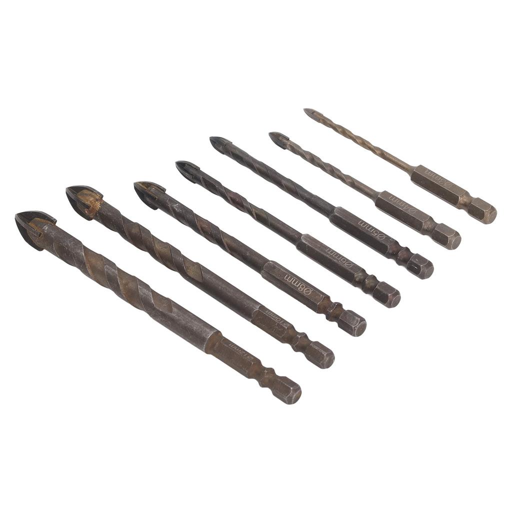 Drill Bit Set Unique Cross Design Cemented Carbide Hex Power Bits for Glass Ceramic Glass Tile Full