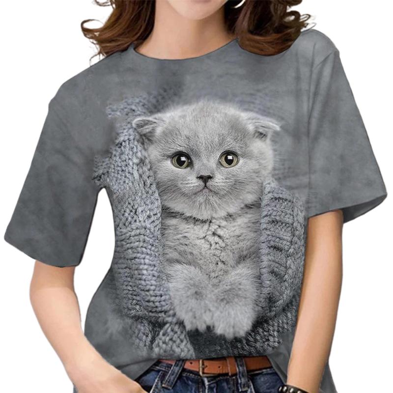 

Женские футболки с милым милым котом и детскими рисунками, уличная повседневная удобная женская одежда с короткими рукавами XXL
