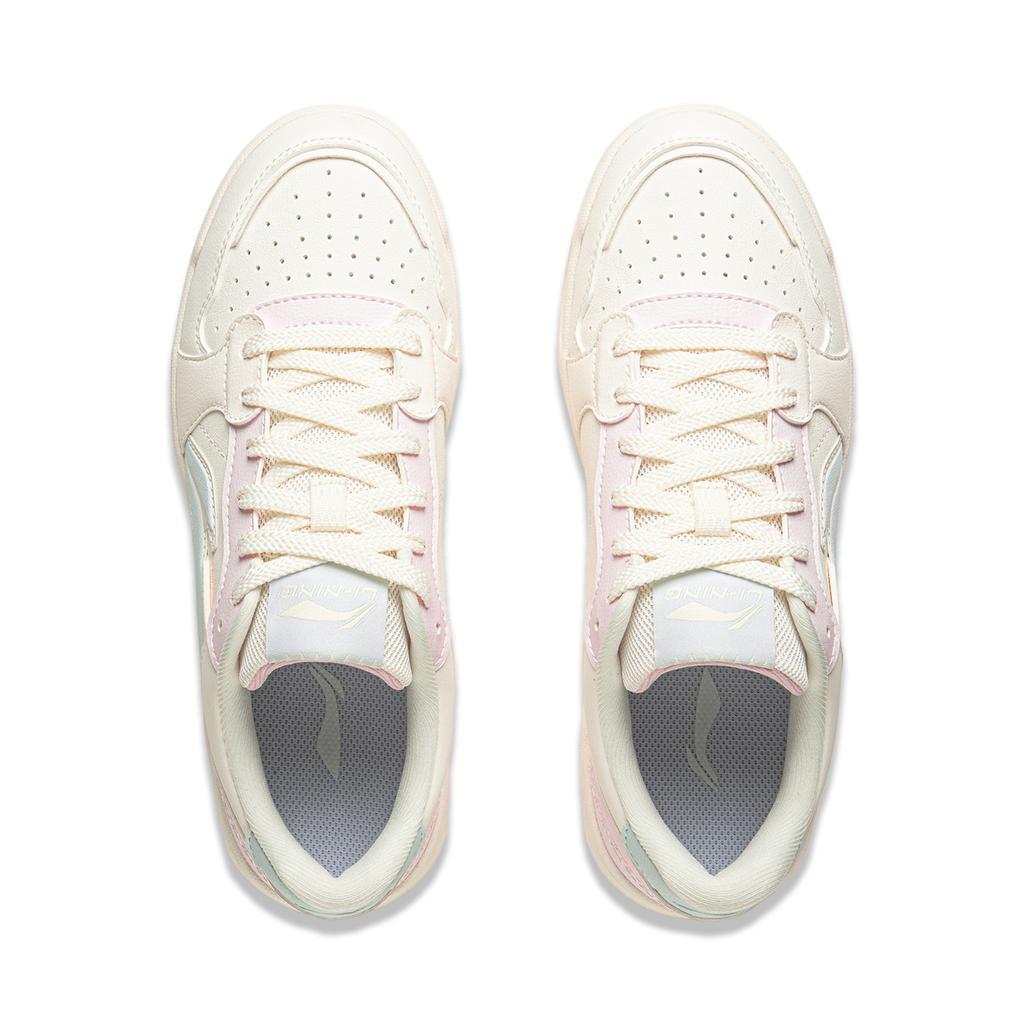 Li Ning Classic Fashion Versatile Youthful White Sneakers Women Sneakers Pink Blue AGCV180-2