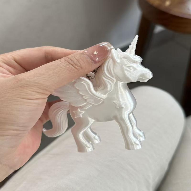 

Fashion Pink Pegasus Keychain 3D Printed Cute Bag Charm Heart Clasp Backpack Pendant Women Keyring Gift For Girls A2