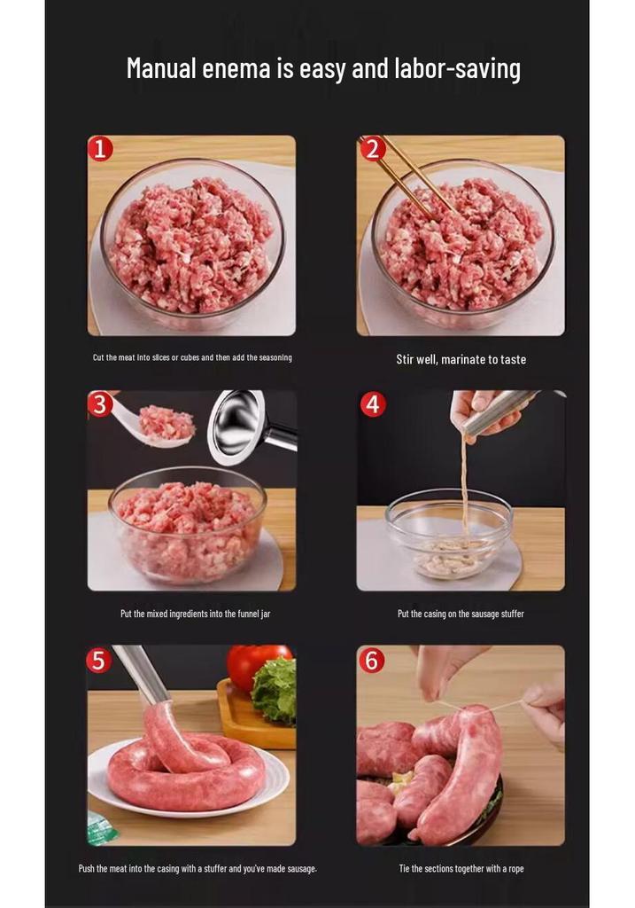 Stainless Steel Sausage Stuffer with Extended Funnel Spout Meat Grinder